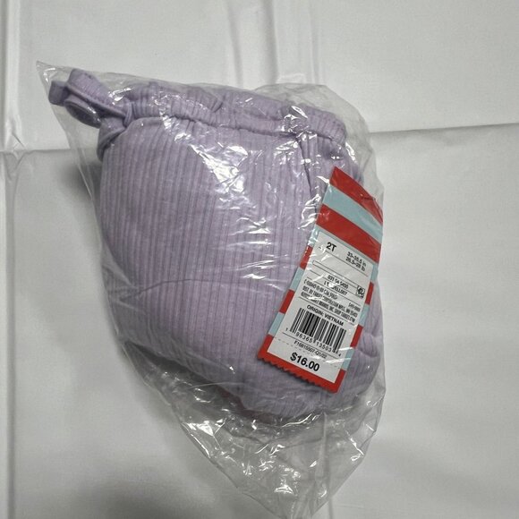 Cat & Jack Toddler Girls' Solid Rib Short Sleeve Jumpsuit Purple 2T - Picture 3 of 4